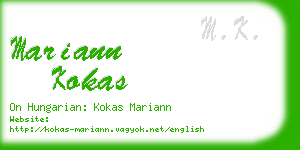 mariann kokas business card